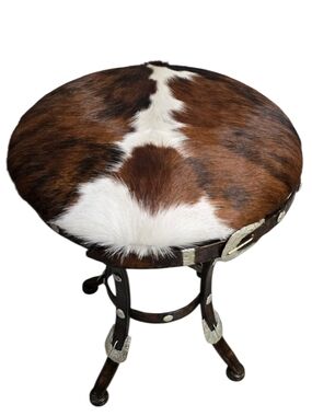 Western Cowhide Belt Foot Stool